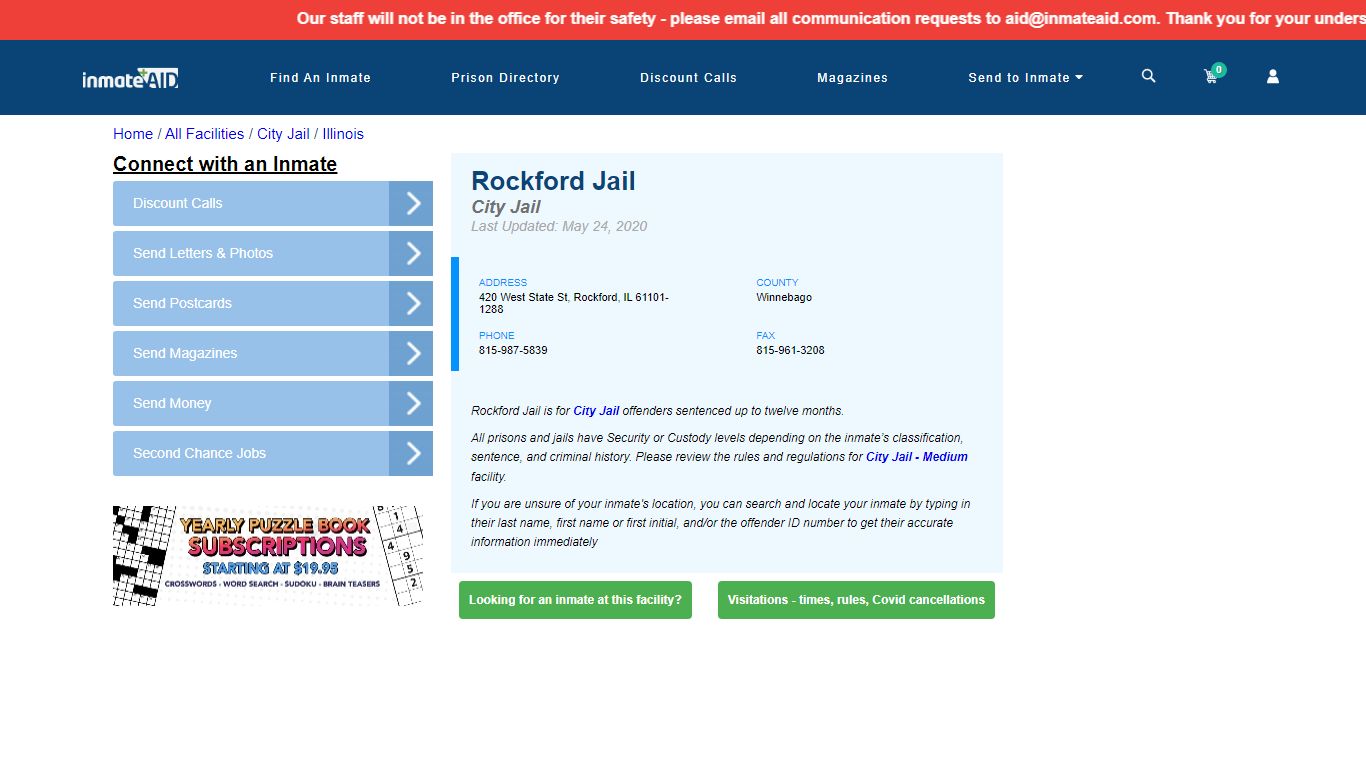 Rockford Jail | Inmate Locator