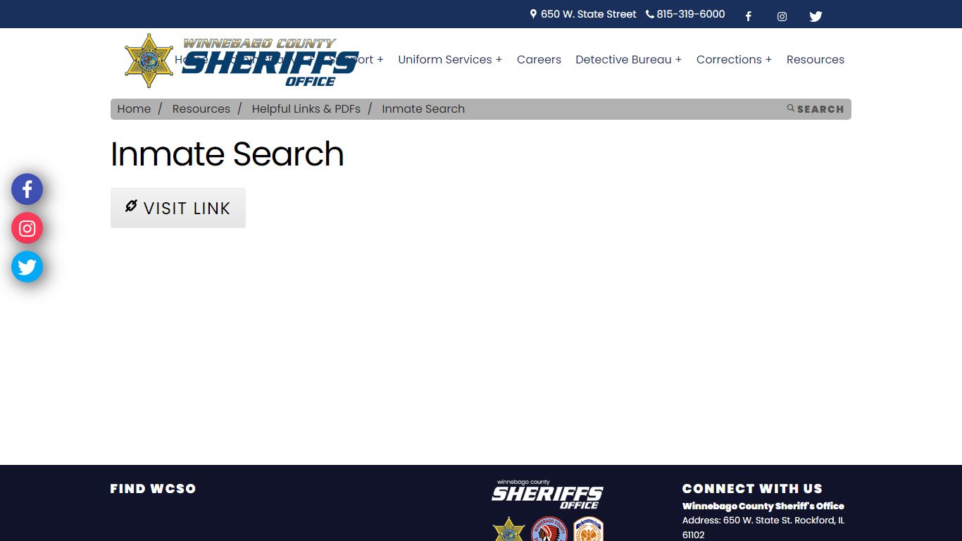 Inmate Search Links - Winnebago Sheriff